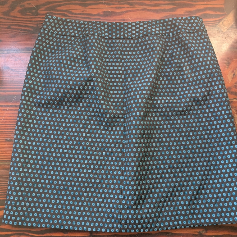 Ann Taylor LOFT Blue Geometric Print Skirt – Size 8